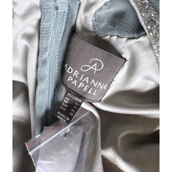 ADRIANNA PAPELL Womens Size US 10 Sage Green Sleeveless Beaded Evening Dress NWT - Picture 12 of 12